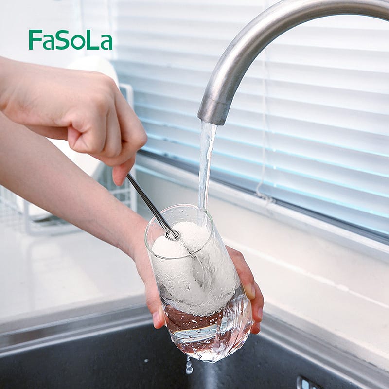 FaSoLa Stainless Steel Long Handle Cup Brush Replacement Heads - White, 3 Pieces - Image 3