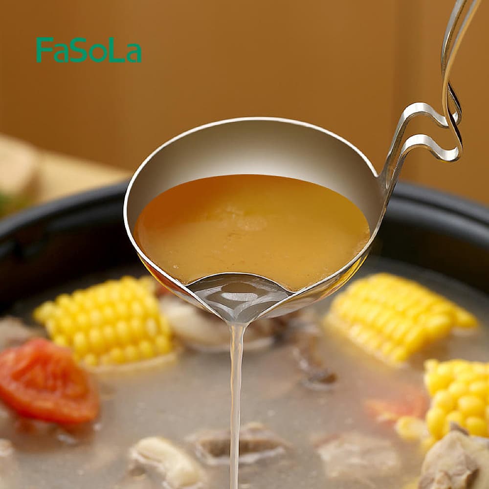 FaSoLa Stainless Steel Oil Strainer Ladle - 34*9.5cm - Image 2
