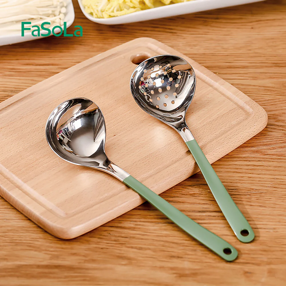 FaSoLa Stainless Steel Slotted Spoon - Green - Image 2