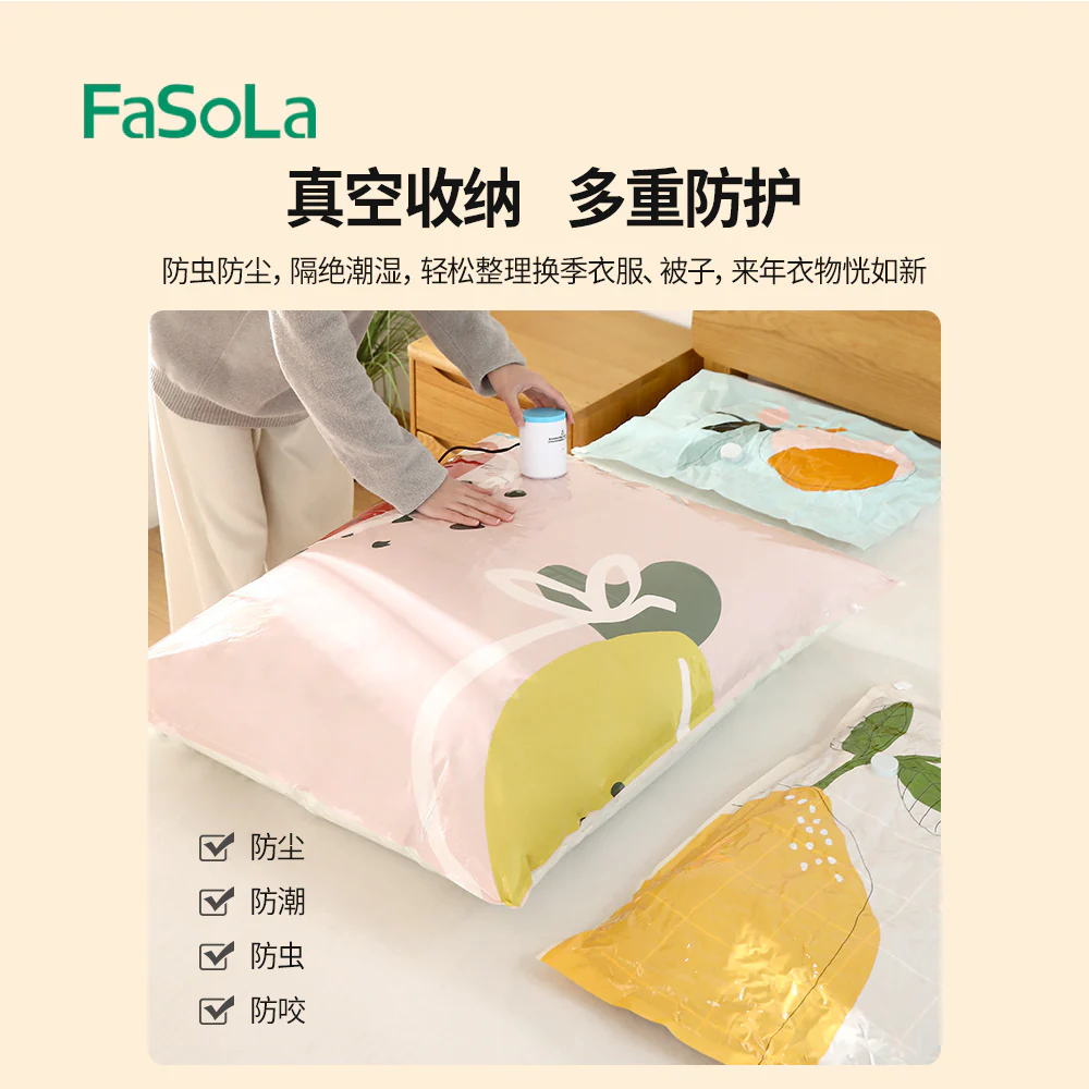 FaSoLa Strawberry Print Vacuum Storage Bags - Large, 80*100cm, 2 Pieces - Image 4