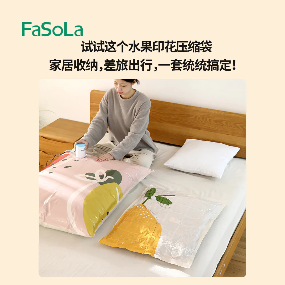 FaSoLa Strawberry Print Vacuum Storage Bags - Large, 80*100cm, 2 Pieces - Image 5