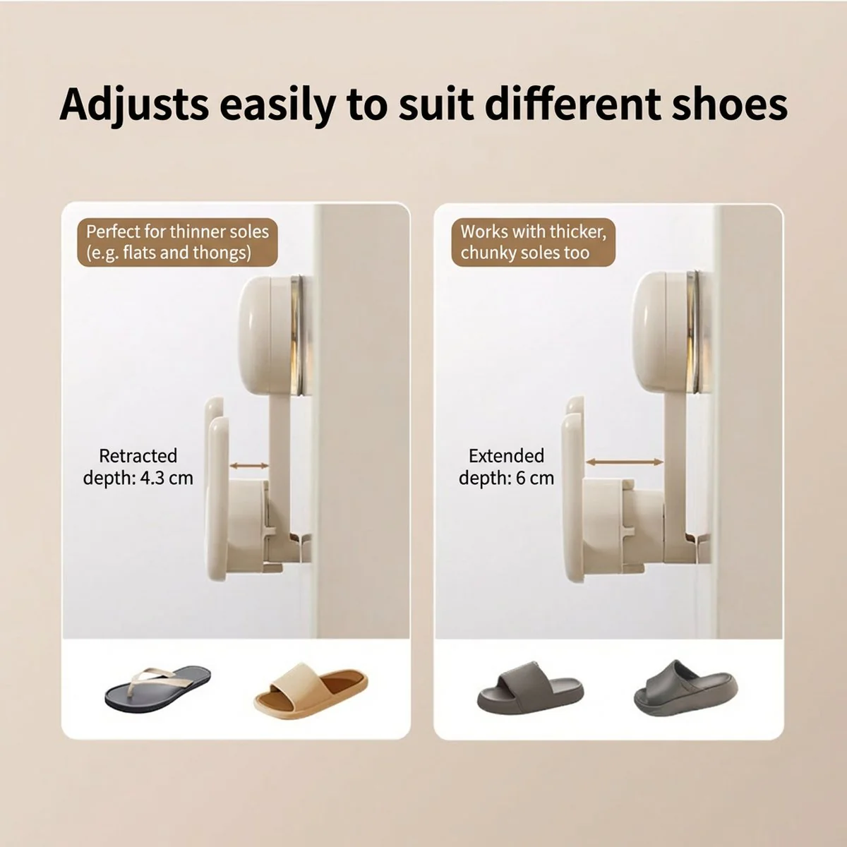 FaSoLa Suction-Mounted Extendable Shoe Holder – White