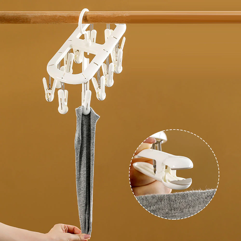 FaSoLa Sunlight Drying Rack with 12 Clips - White - Image 4
