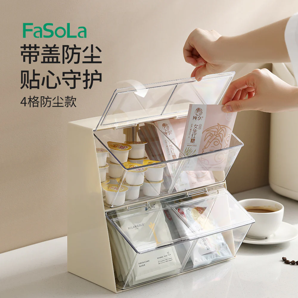 FaSoLa Tea Bag Storage Box - Dustproof, Off-White - Image 4