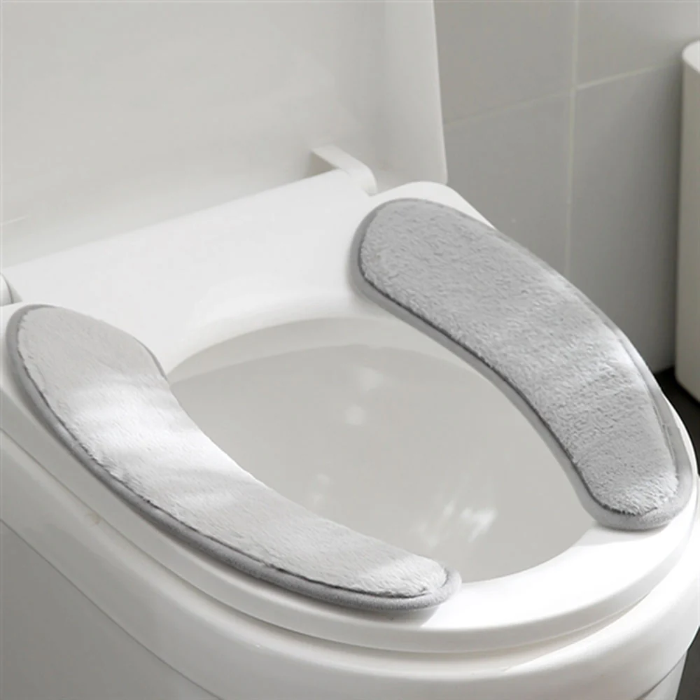 FaSoLa Thickened Rabbit Fur Toilet Seat Cushion - Grey, 38*11cm