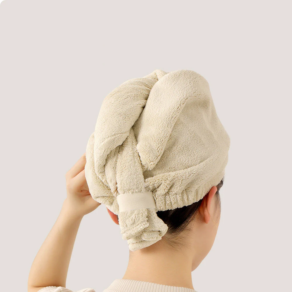 FaSoLa Tie-Up Hair Drying Cap - Beige - Image 3
