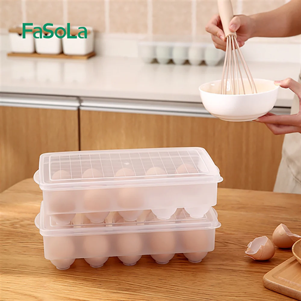 FaSoLa Transparent Egg Storage Box with Lid - 15 Slots - Image 3