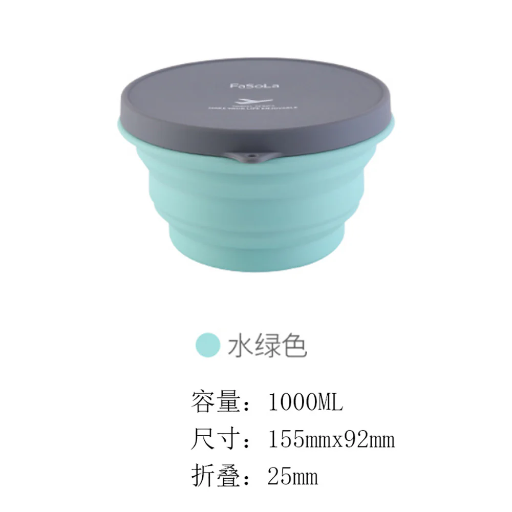 FaSoLa Travel Collapsible Silicone Bowl - Aqua Green, 1000ml - Image 4