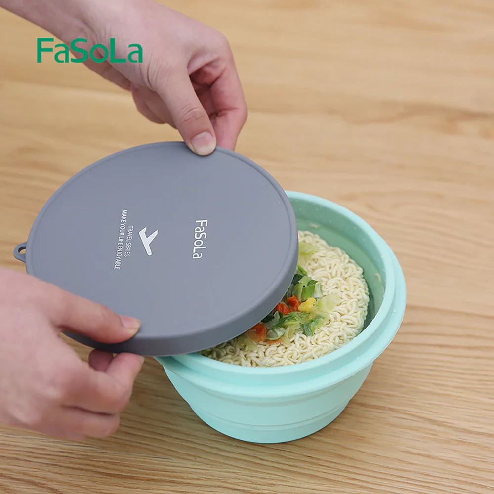 FaSoLa Travel Collapsible Silicone Bowl - Aqua Green 500ml - Image 2