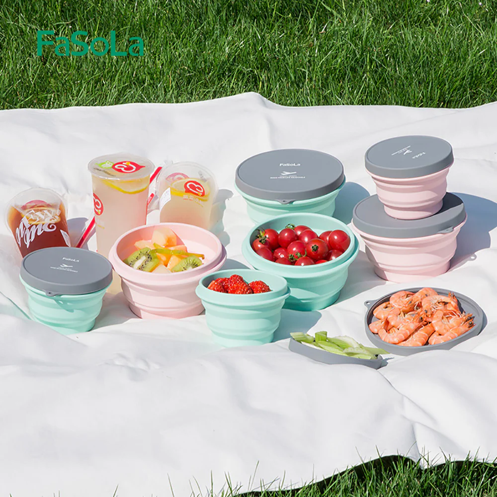 FaSoLa Travel Collapsible Silicone Bowl - Aqua Green 500ml - Image 4
