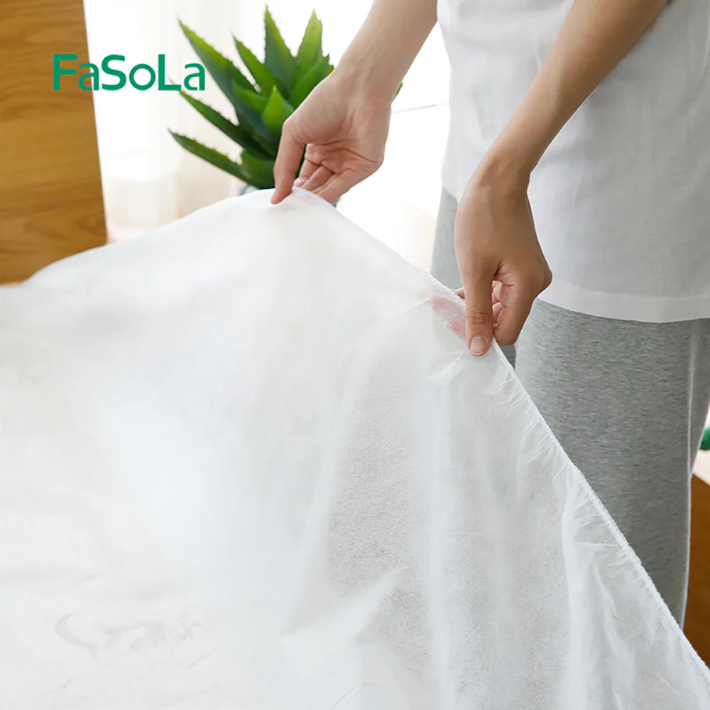 FaSoLa Travel Disposable Bed Sheet White - 1.5m Bed - Image 3