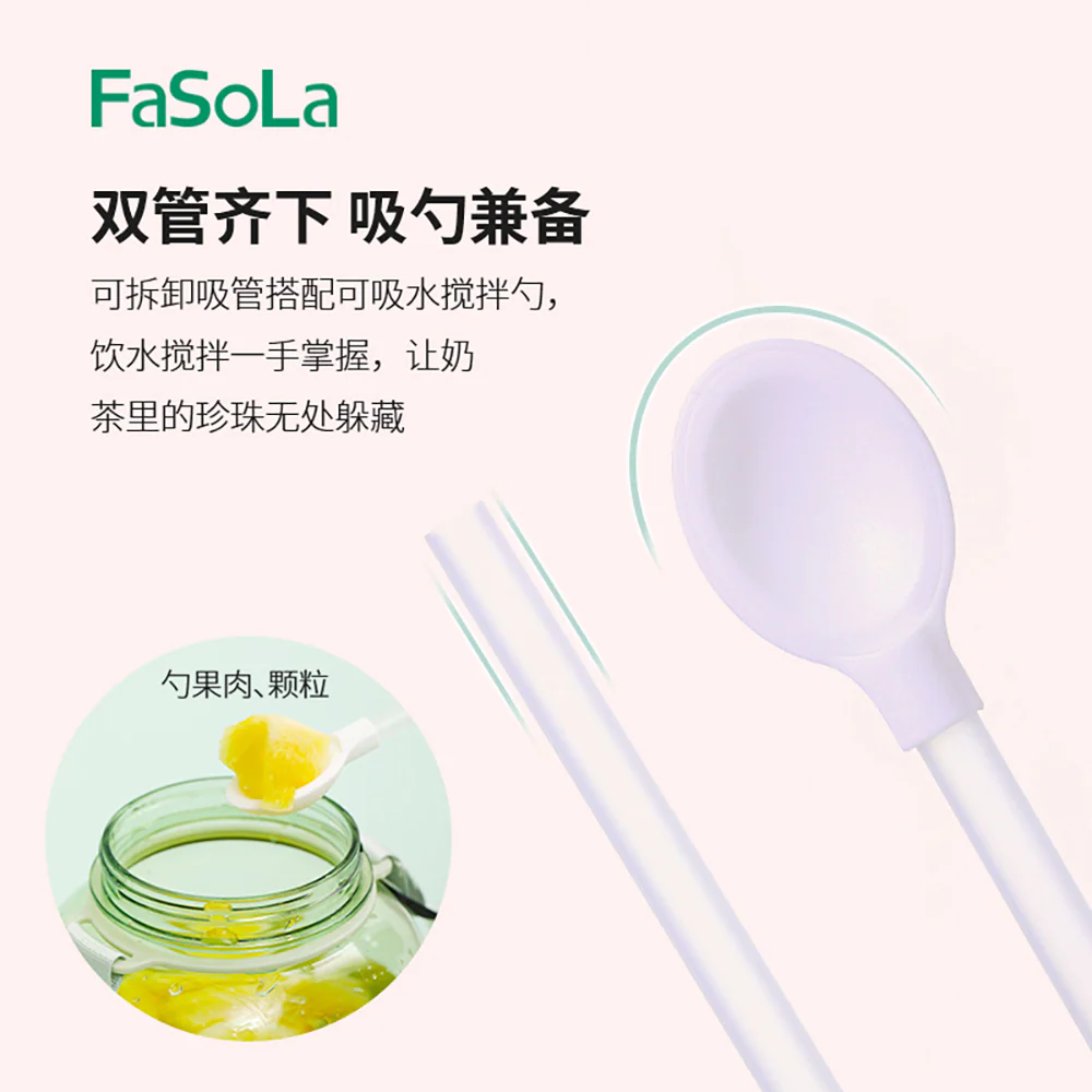 FaSoLa Triple Drinking Spout Water Bottle with Strap - Pink, 1.3L - Image 4