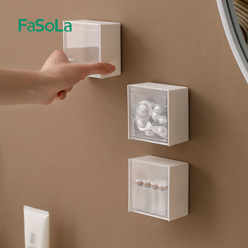 FaSoLa Wall-Mounted Flip-Top Storage Box - White, 8.5*4.5*8.5cm - Image 2