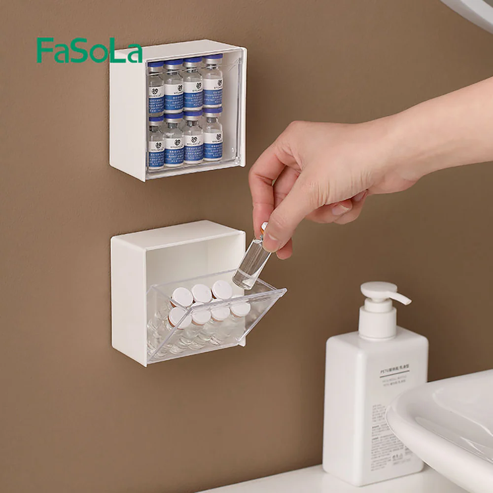 FaSoLa Wall-Mounted Flip-Top Storage Box - White, 8.5*4.5*8.5cm - Image 3