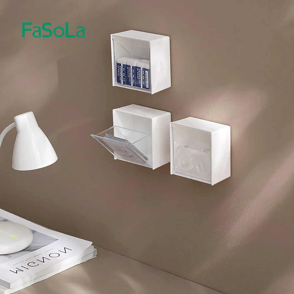FaSoLa Wall-Mounted Flip-Top Storage Box - White, 8.5*4.5*8.5cm - Image 6