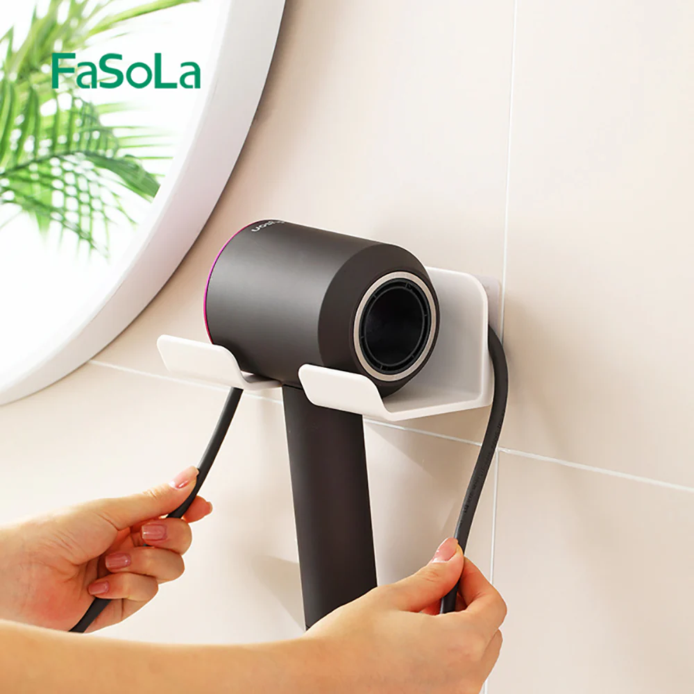Fasola Wall-Mounted Hair Dryer Rack- White - Image 2