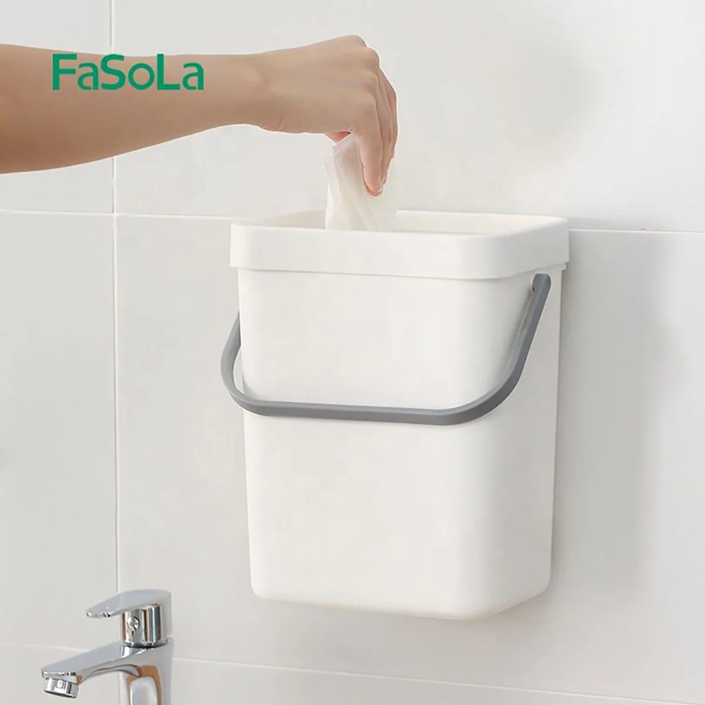 FaSoLa Wall-Mounted Trash Bin in White, 21*17.5*24.5cm - Image 4