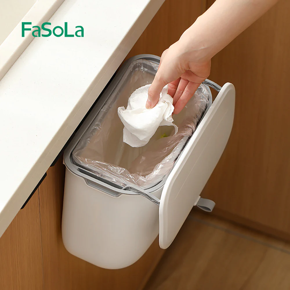 FaSoLa Wall-Mounted Trash Bin, White, Small - Image 3