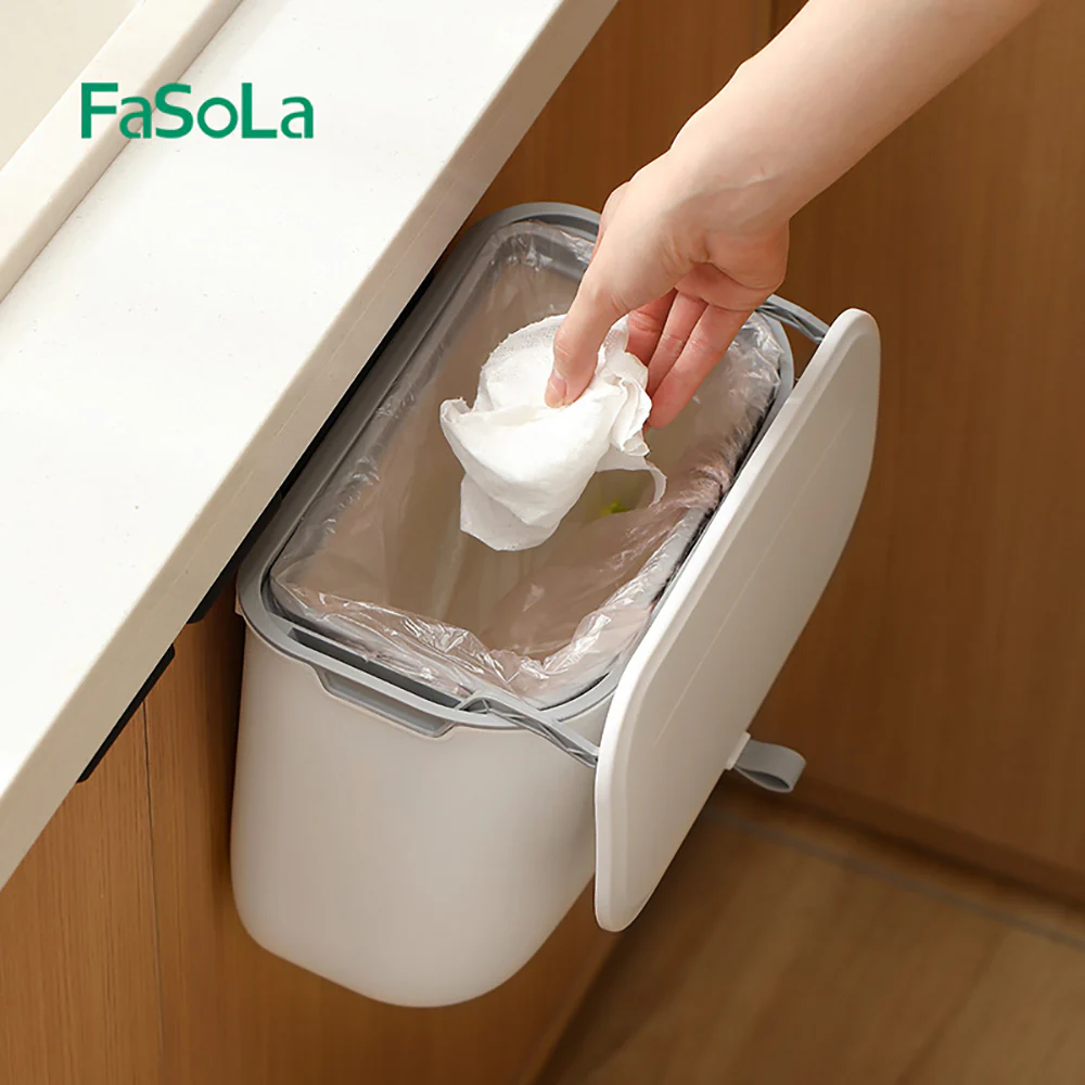 FaSoLa Wall-Mounted Trash Can - Large, White - Image 4