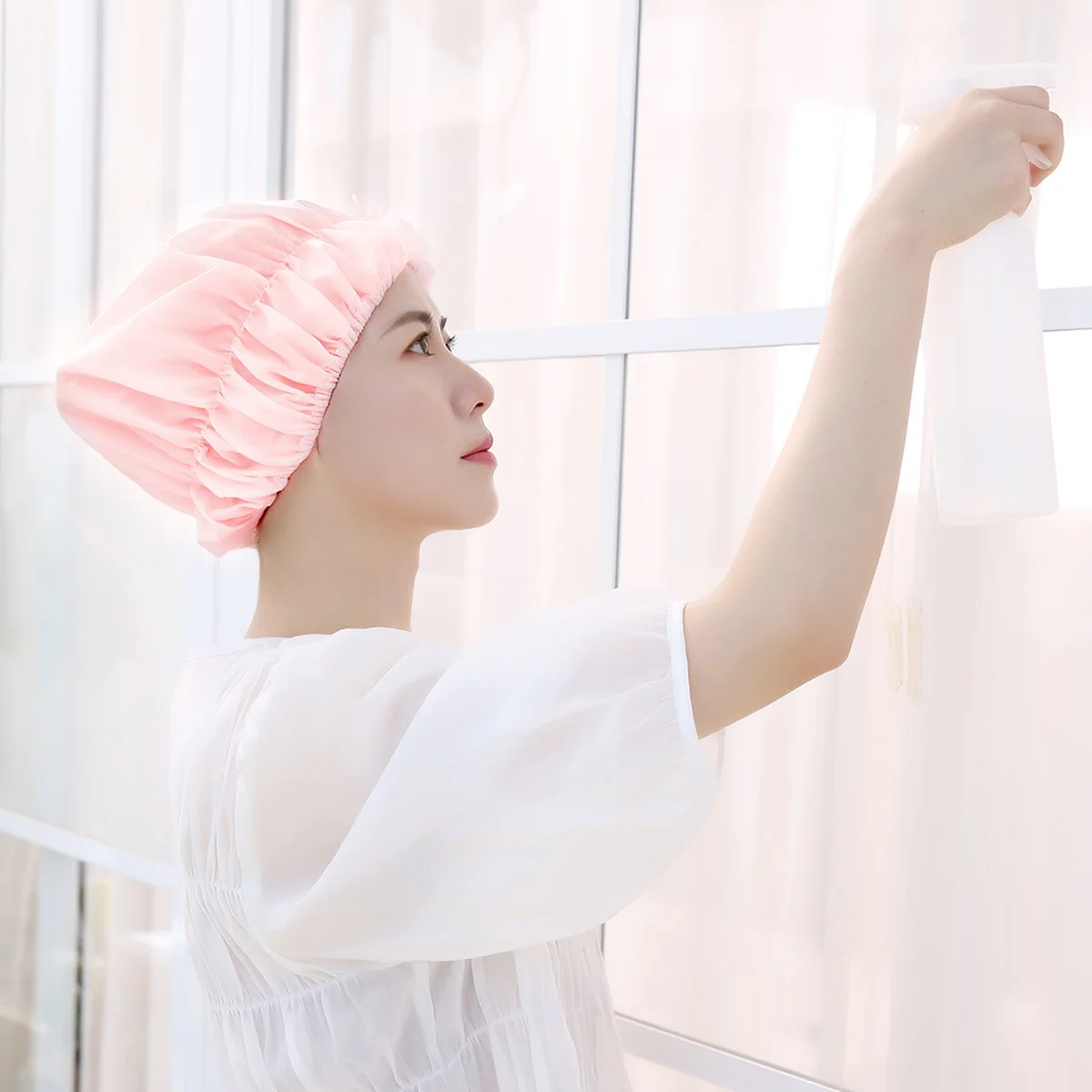 FaSoLa Waterproof Shower Cap - Pink - Image 2