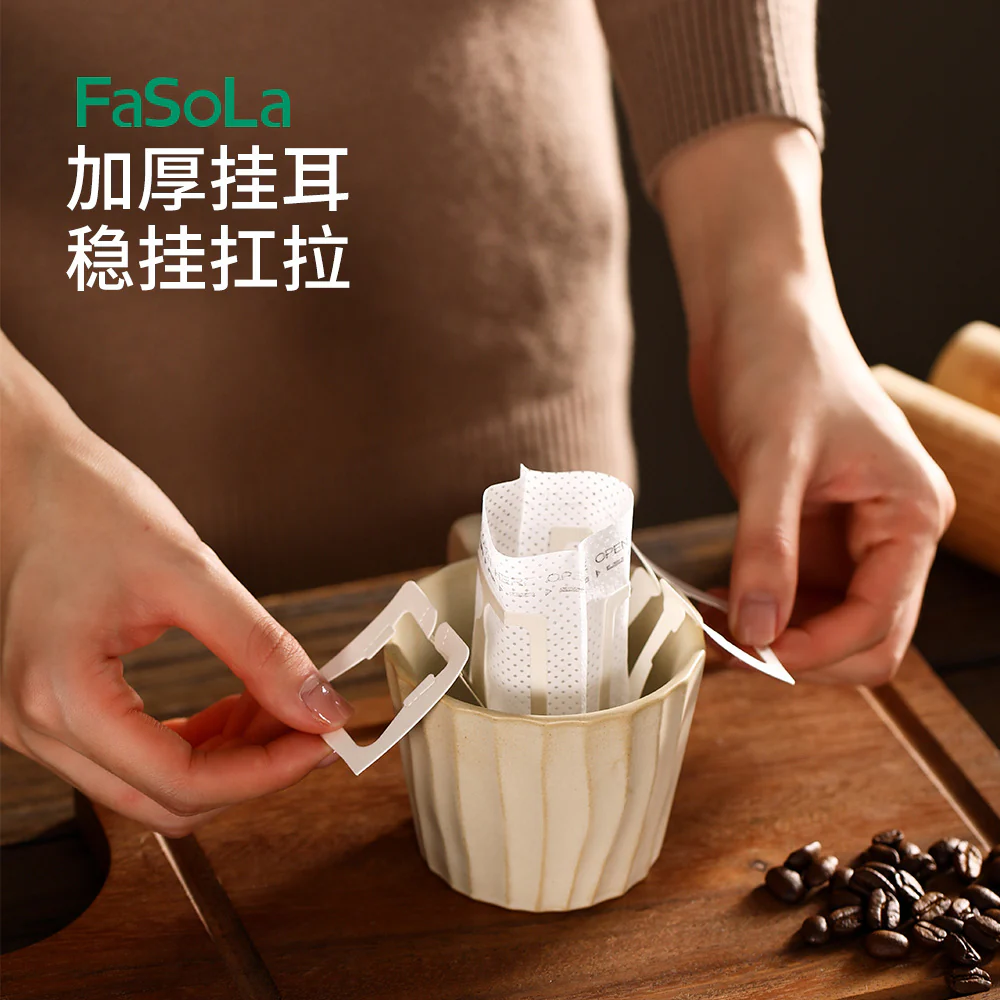 FaSoLa White Hanging Ear Coffee Filter Papers, Pack of 50 - Image 3