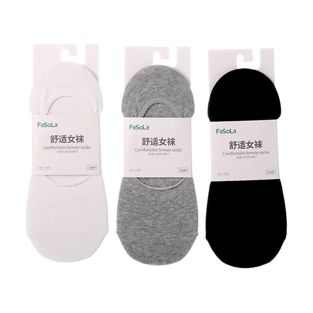 FaSoLa Women's Cotton Invisible Socks - White, 1 Pair - Image 2