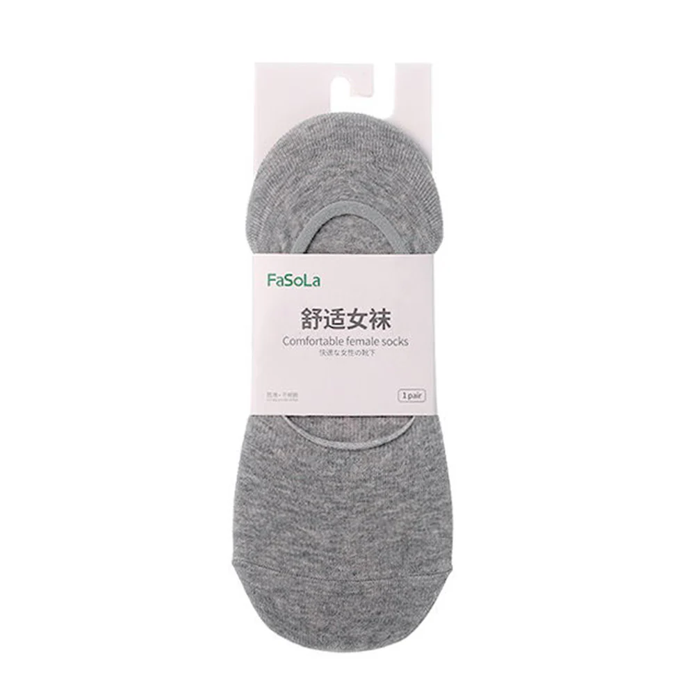 FaSoLa Women's Cotton No-Show Socks - Grey, 1 Pair
