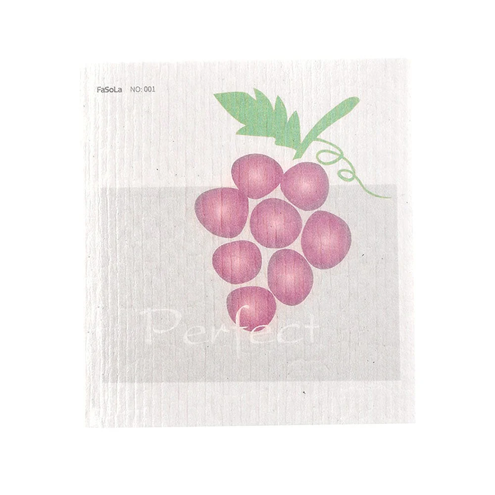 FaSoLa Wood Pulp Sponge Cloth - Grape Design, 19.5*17cm X3