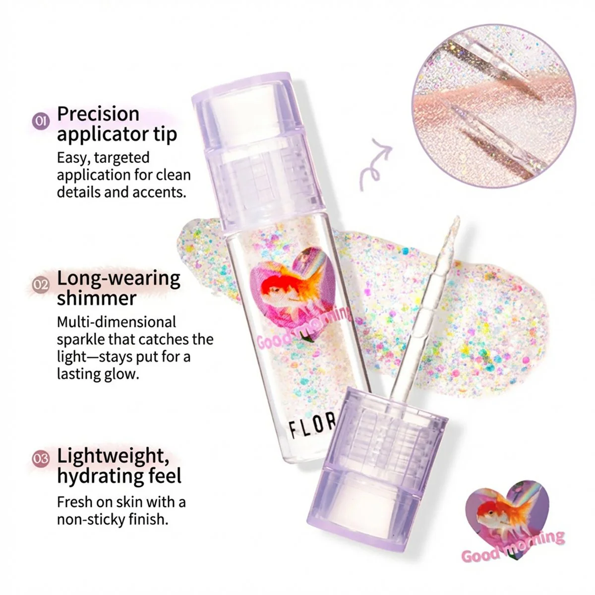 Florite Heart Attack Liquid Eyeshadow 01 - Shattered Glass - Image 2