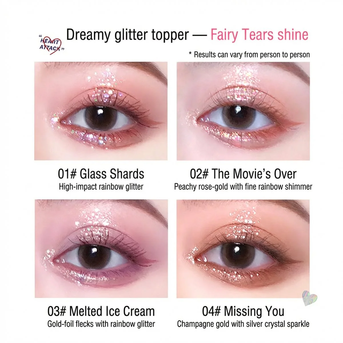 Florite Heart Attack Liquid Eyeshadow 01 - Shattered Glass - Image 3
