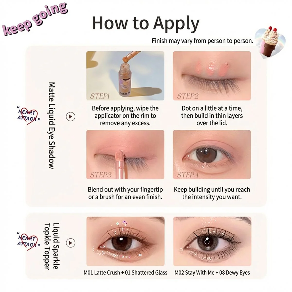 Florite Heart Attack Liquid Eyeshadow 08 - Wet Look - Image 5