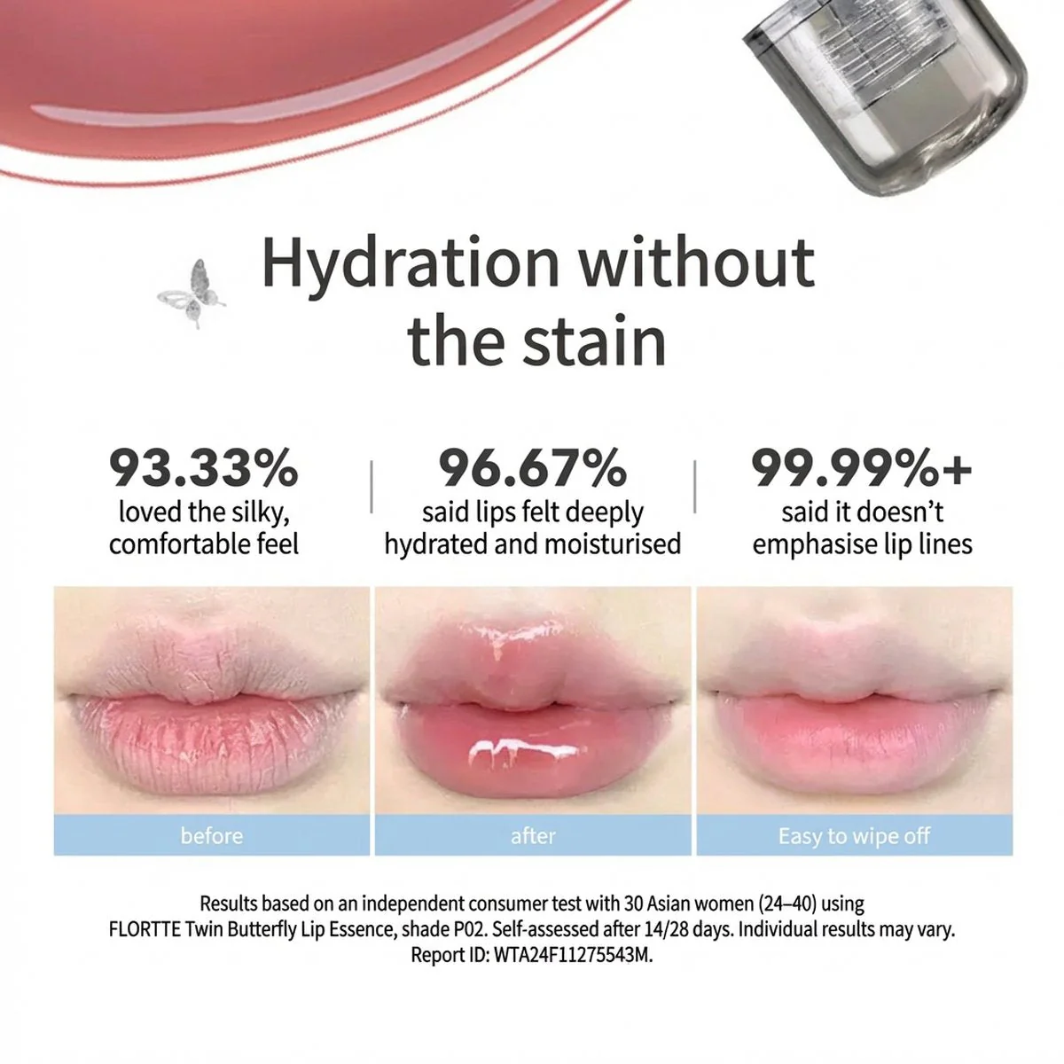 Flortte Butterfly Series Lip Serum Gloss 1.9g – Hydrating Lip Oil, High-Shine Gloss - Image 2