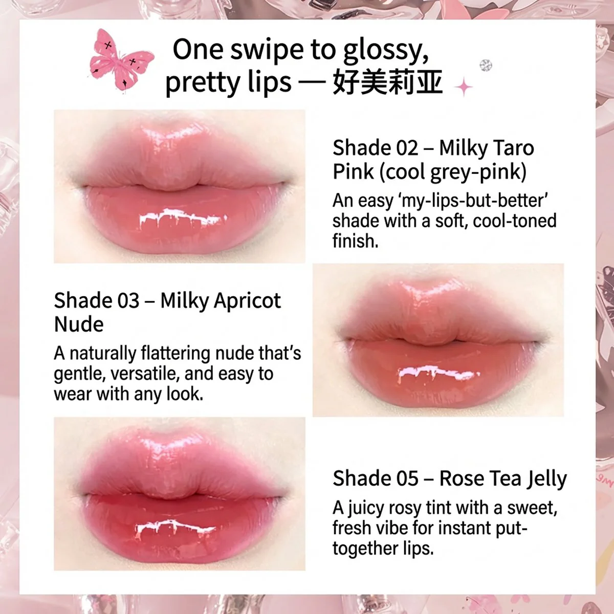 Flortte Hello Beauty Lip Lacquer - 01 Angel - Image 3