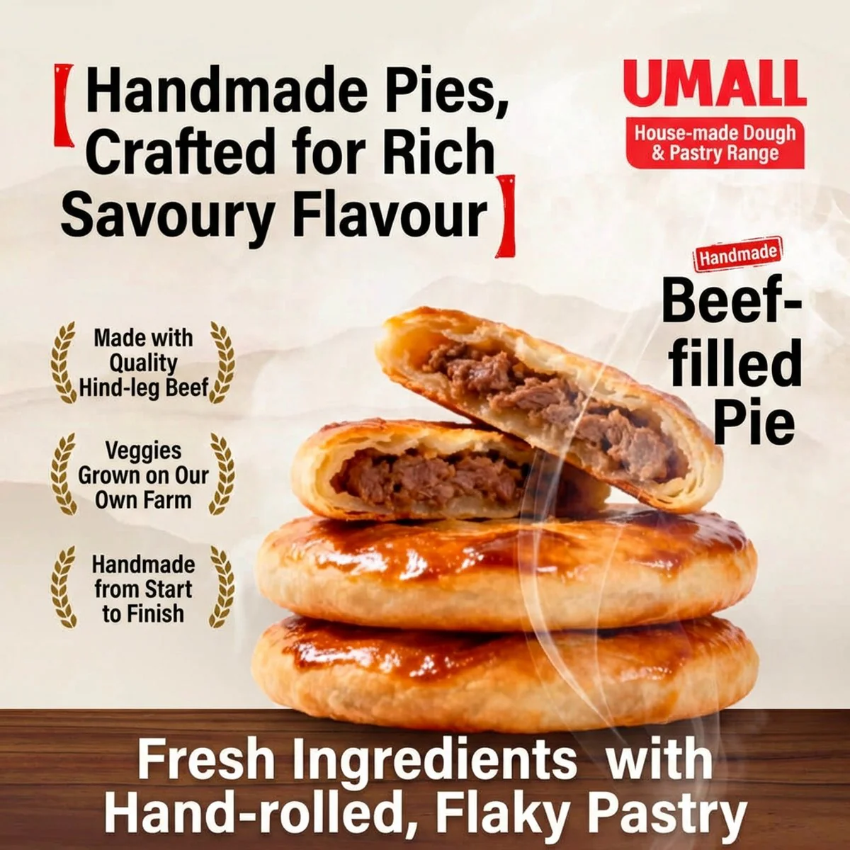Frozen Chinese Beef & Onion Meat Pies - 4 Pieces, 500g - Image 2