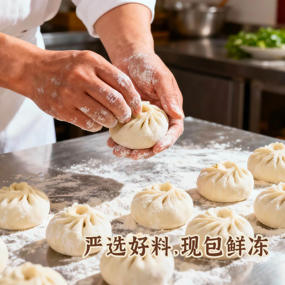 Frozen Handmade Pork Mini Buns 10 Pieces 450g - Chinese Steamed Baozi - Image 2