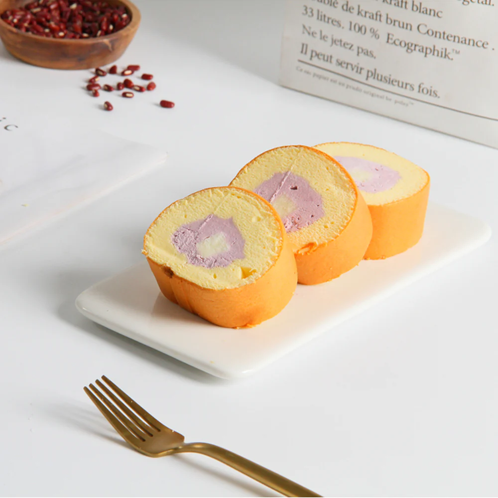 Frozen Taro Milk Swiss Roll Cake - 4 Pieces 190g - Image 3
