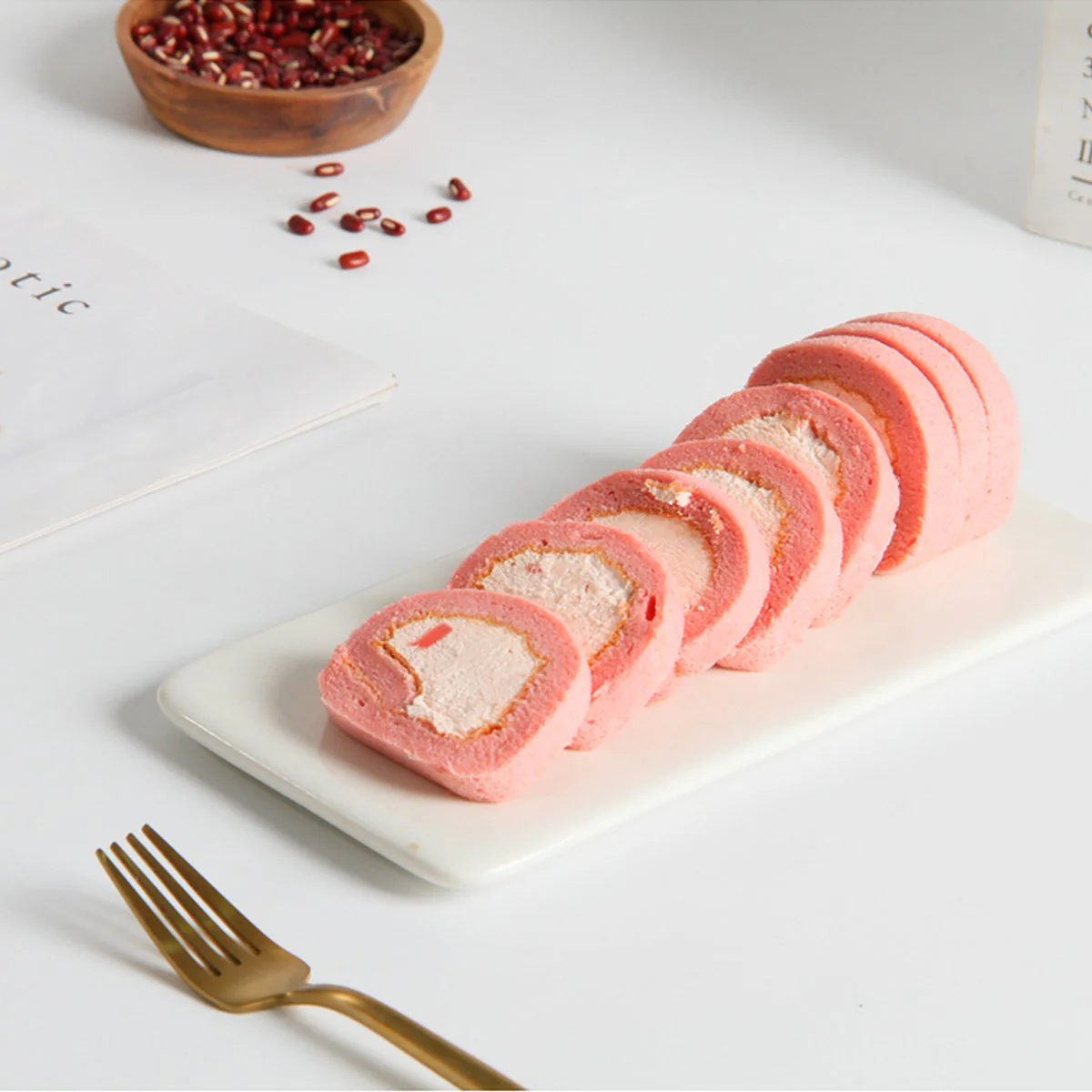 Frozen White Peach Mini Swiss Roll Cakes - 24 Pieces, 200g - Image 5