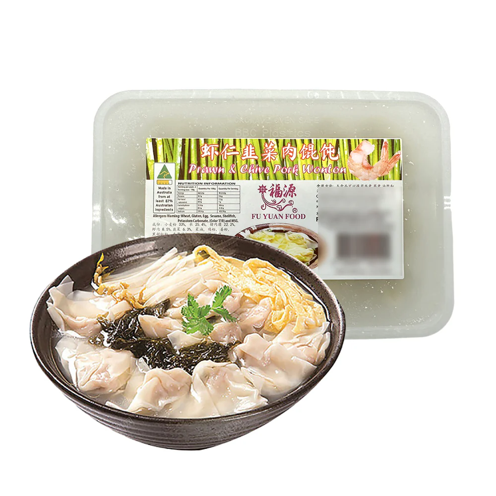 Fu Yuan Frozen Prawn & Chive Pork Wonton - 220g