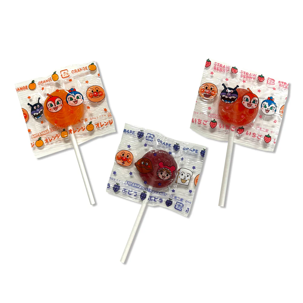 Fujiya Anpanman Children's Lollipops - Green Tea Dental Care Edition, 6 Pieces, 3 Flavors, 34.8g - Image 2