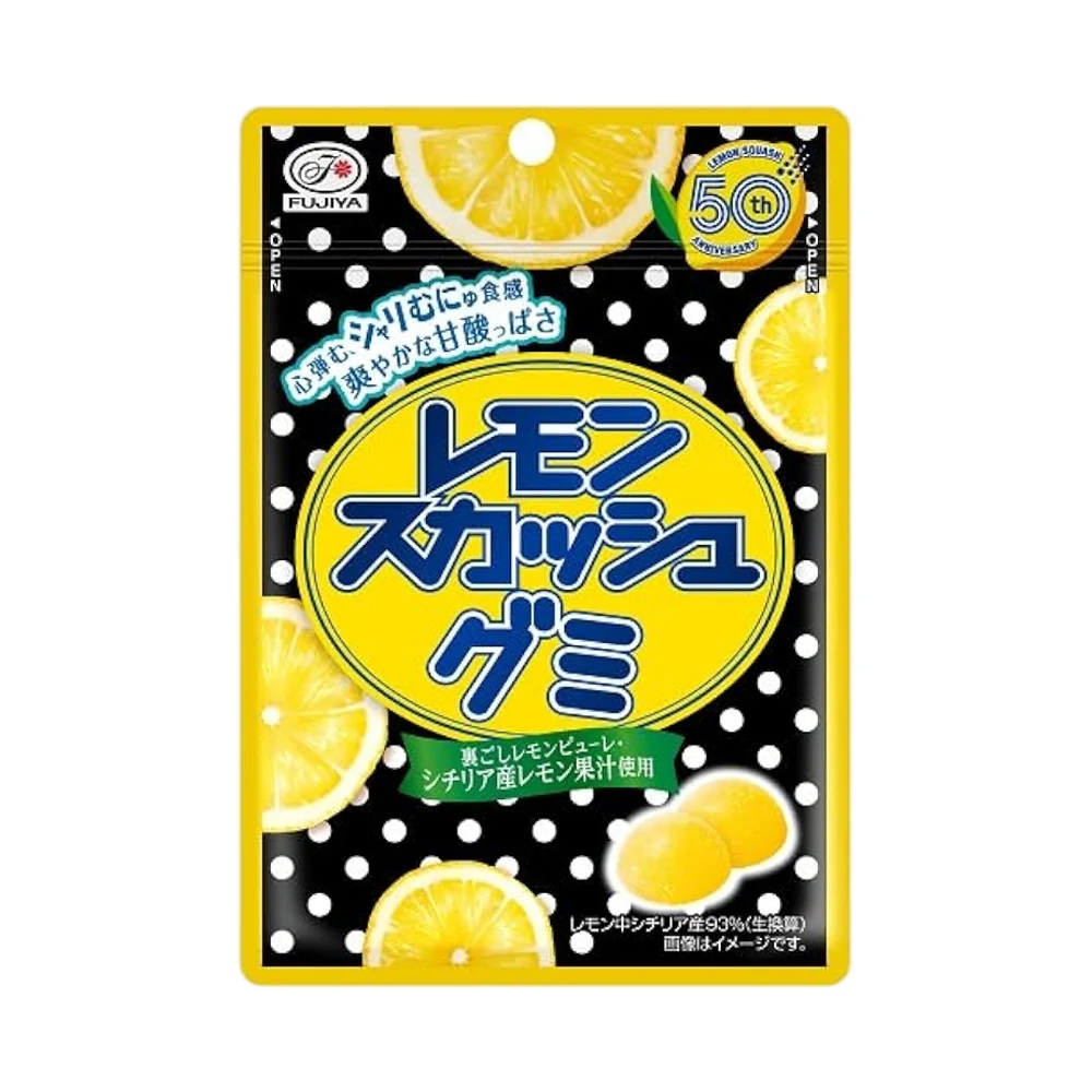 Fujiya Lemon Squash Gummy 47g - Lemon Soda Flavor Chewy Gummies