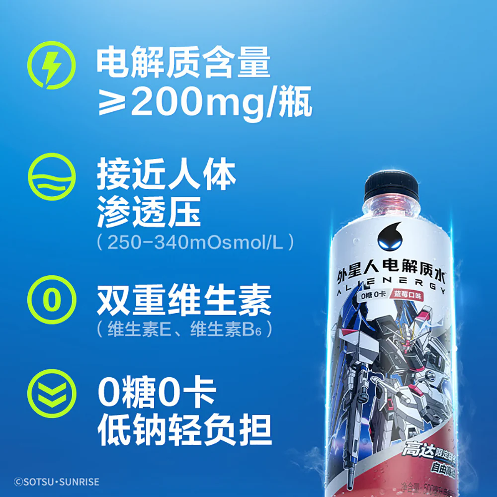 Genki Forest Alienergy Electrolyte Water Blueberry Flavor 500ml - Image 2