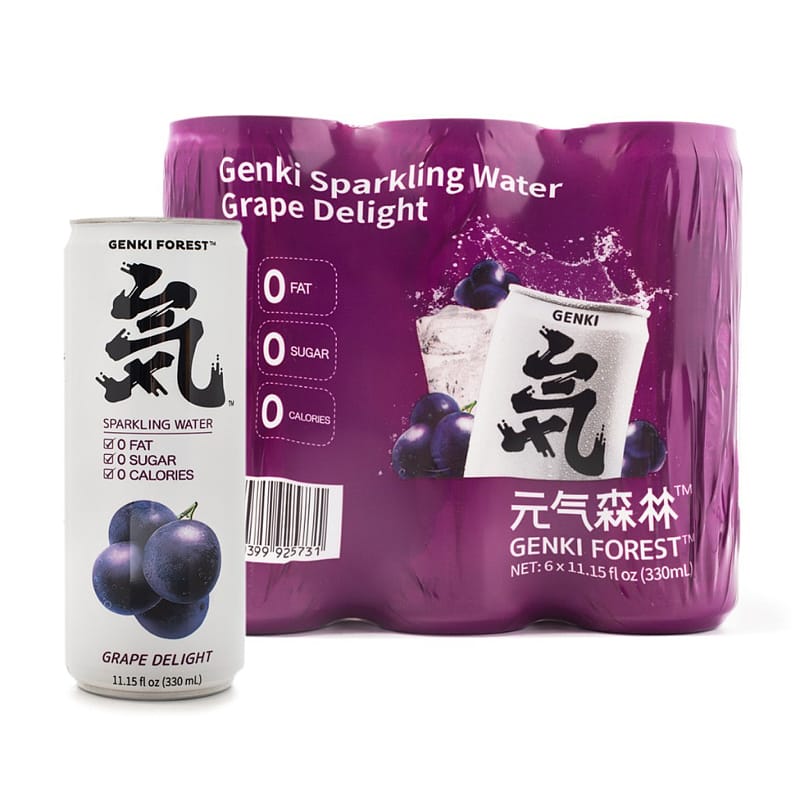 Genki Forest Grape Delight Sparkling Water - 330ml, 6 Cans - Image 2