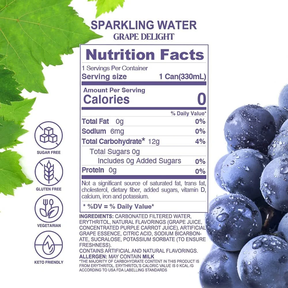 Genki Forest Grape Flavor Sparkling Water - 330ml Cans, Pack of 24 - Image 4