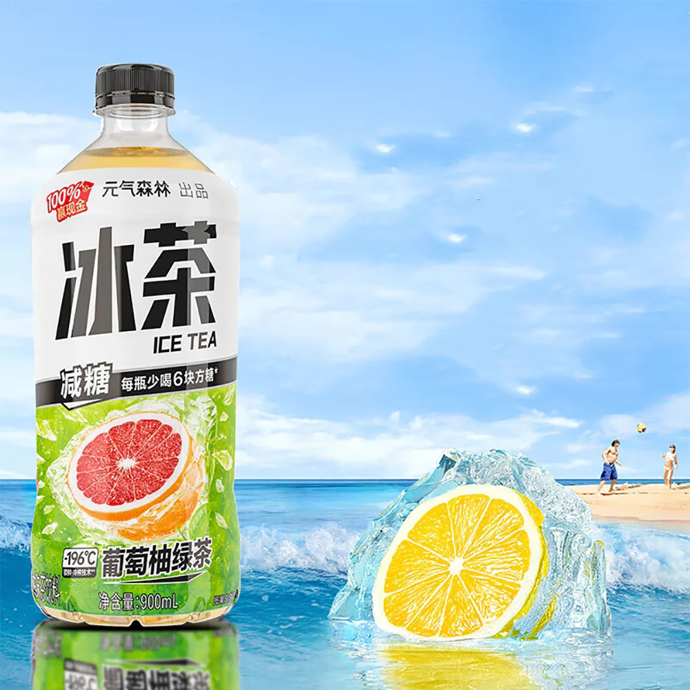 Genki Forest Grapefruit Green Tea Ice Tea - 900ml - Image 3