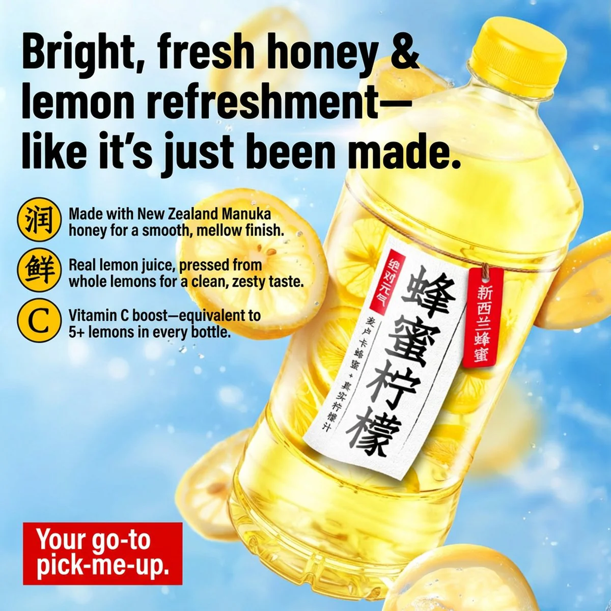 Genki Forest Honey Lemon Tea Drink 900ml – Still Beverage with New Zealand Honey - Image 3
