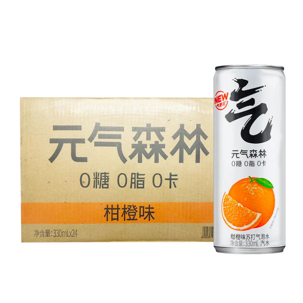 Genki Forest Orange Flavor Sparkling Water - 330ml x 24 Cans
