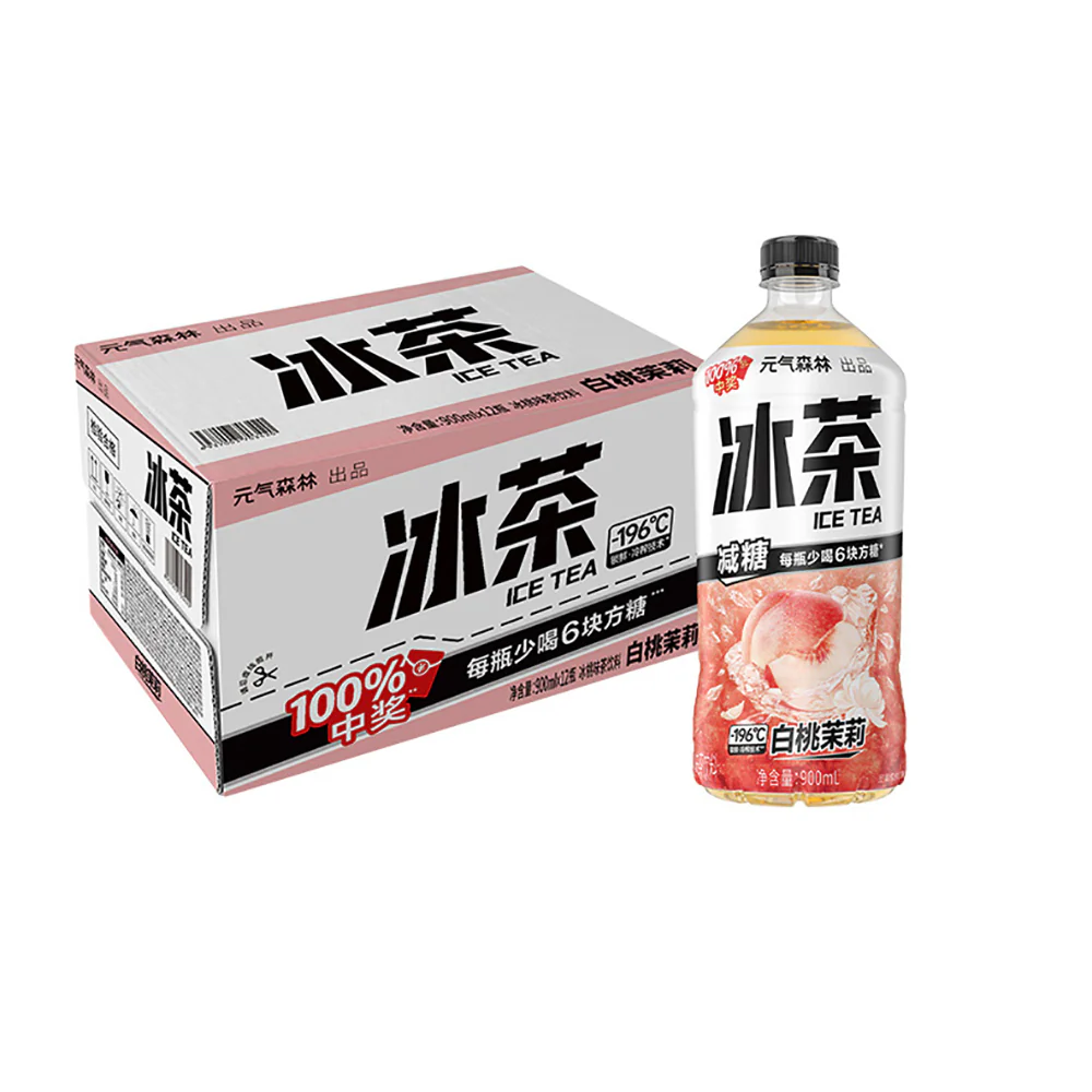 Genki Forest Peach Jasmine Ice Tea - 900ml x 12 Bottles