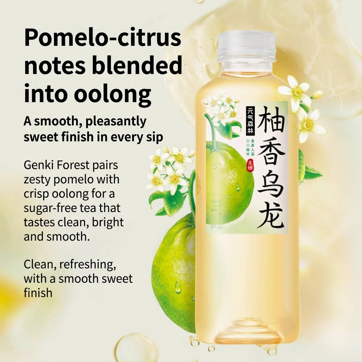Genki Forest Sugar-Free Yuzu Oolong Tea 500ml × 15 Bottles – Zero Calorie RTD Bottled Tea - Image 2