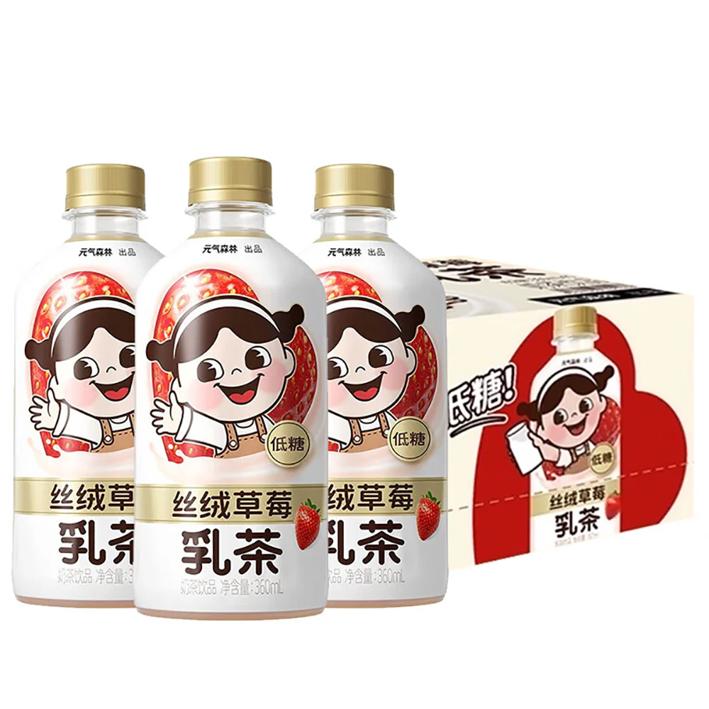Genki Forest Velvet Strawberry Milk Tea - 360ml x 15