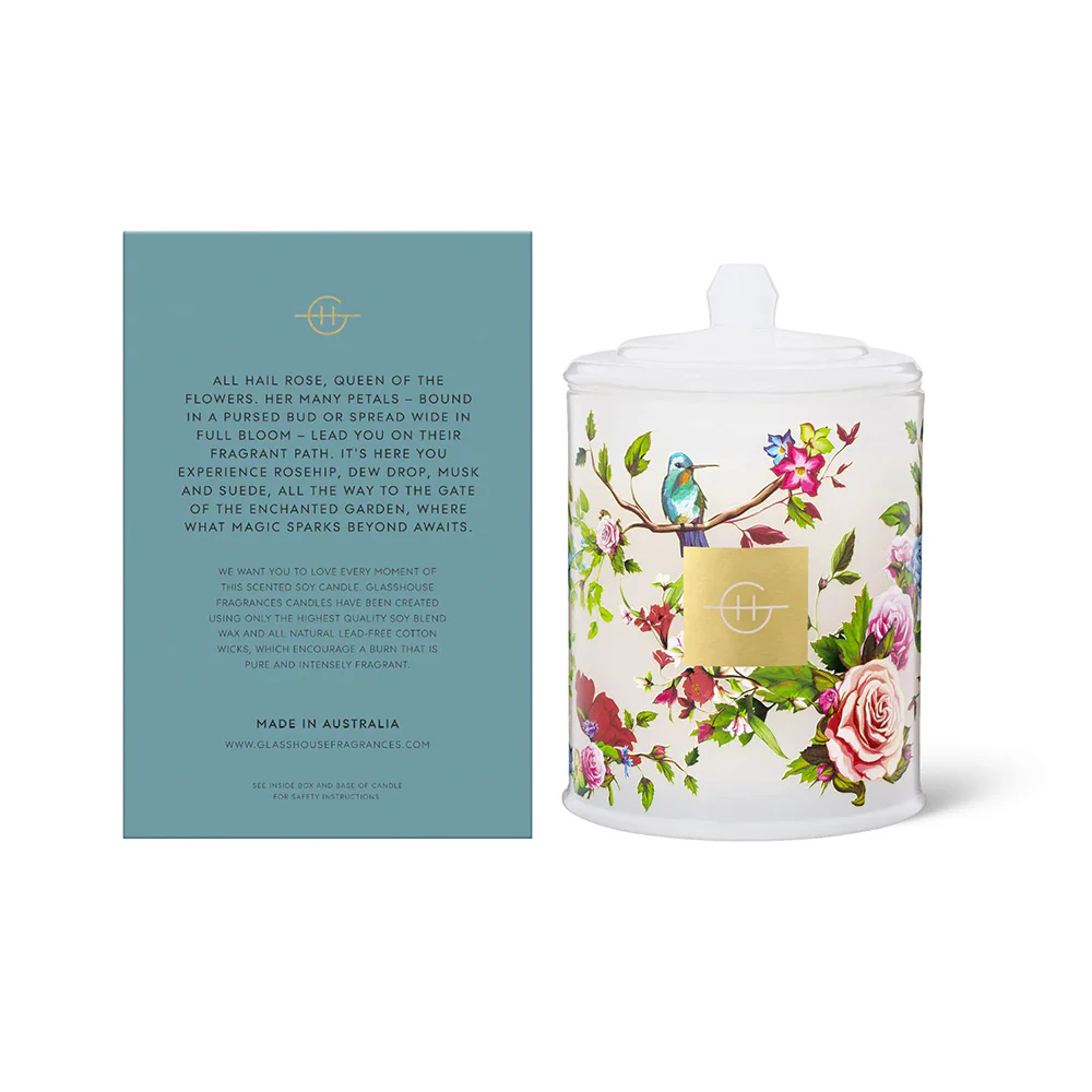 Glasshouse Enchanted Garden White Rose Scented Candle - 380g - Image 3